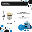Pote de Vidro Borossilicato 550ml com Tampa de Bambu – Organização e Vedação Hermética
