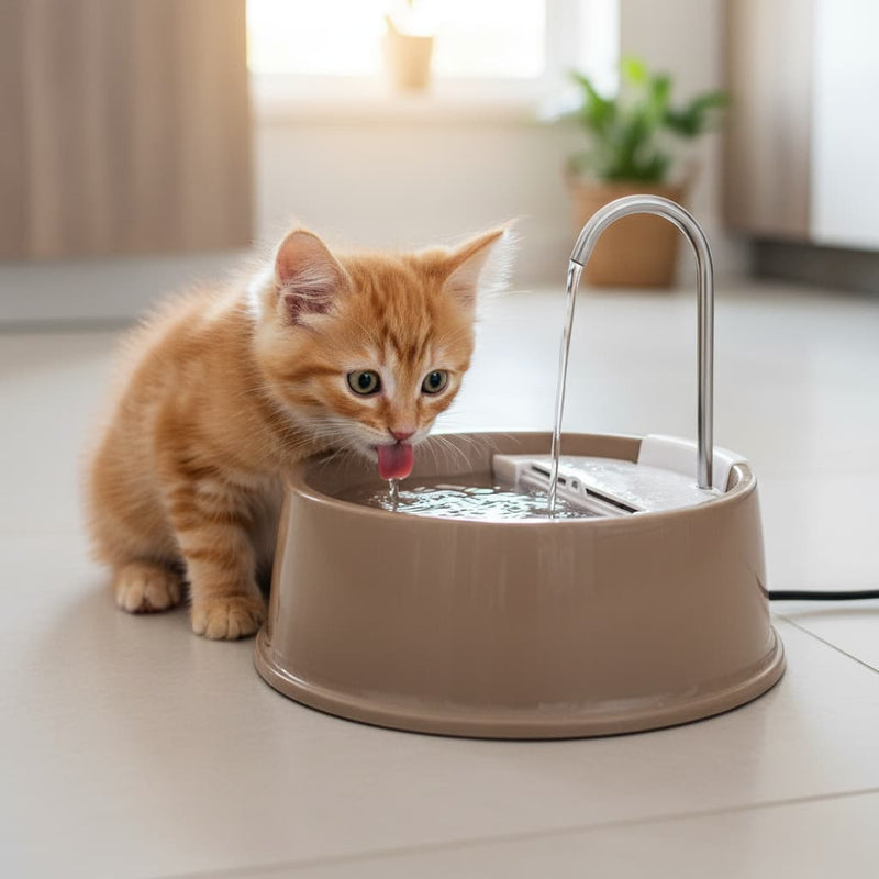 Fonte Bebedouro Automática Joy Furacão Pet 1,5L Bivolt – Marrom com Bico Inox