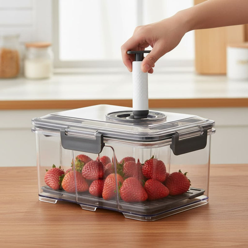 Pote Hermético 2 Litros com Bomba de Vácuo – Máxima Conservação e Frescor