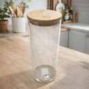 Kit Organização Premium – 3 Potes de Vidro Borossilicato com Tampa de Bambu Hermética